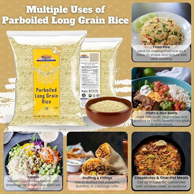 Rani Parboiled Long Grain Rice 32oz (2lbs) 908g ~ All Natural - Image 3